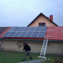 Installation of solar panels onto an iron roof