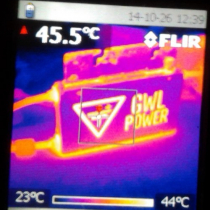 The Microinverter at full power - a photo by the thermocamera