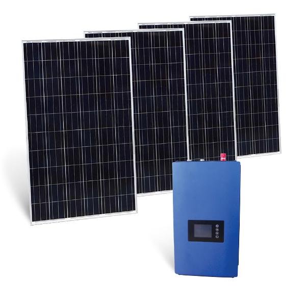 GridFree: Kit of 4 pcs of solar panel 280Wp + Invertor with limiter 1kW, 45-90V, 230V 