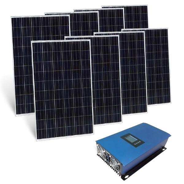 GridFree: Kit of 8 pcs of solar panel 280Wp + Invertor with limiter 2kW, 45-90V, 230V 