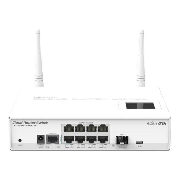 Cloud Router Switch CRS109, 8x Gbit LAN, SFP port, Wi-Fi, Touchscreen LCD, L5 