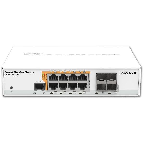Cloud Router Switch CRS112, 8x Gbit PoE LAN, 4x SFP, L5 