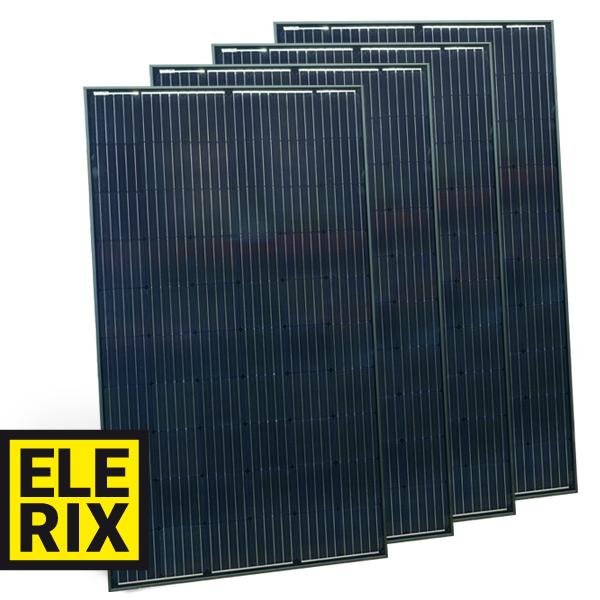 ELERIX Solar Panel Mono 340Wp 60 Cells, (ESM-340, Pack 4 Pcs) Black 