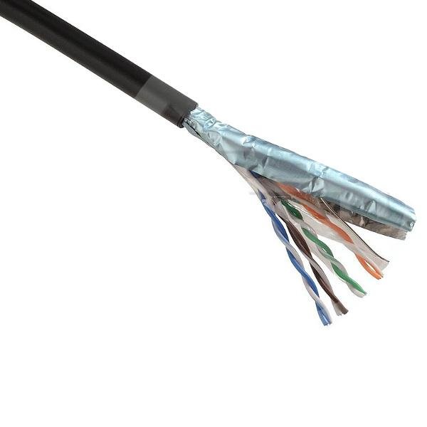 305 m of FTP outdoor cable Cat5E, wire, PE - black, shielded 