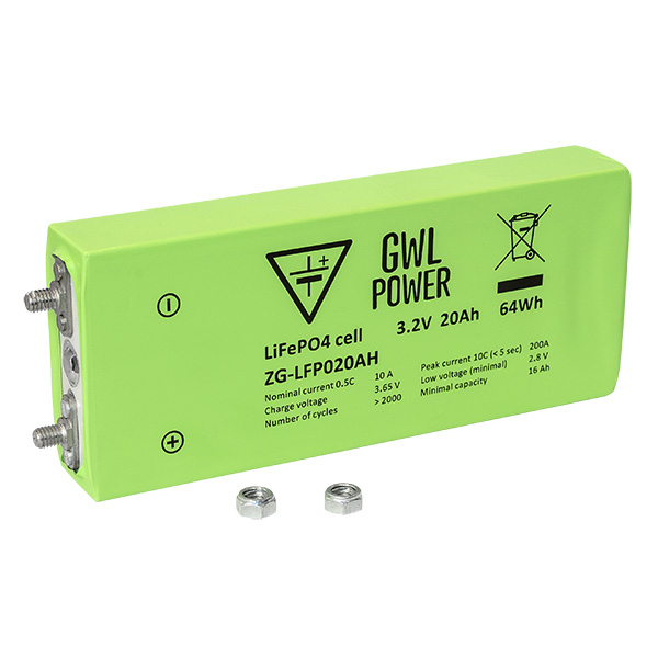 GWL/POWER LiFePO4 High Power Cell (3.2V/20Ah) - Alu Case 