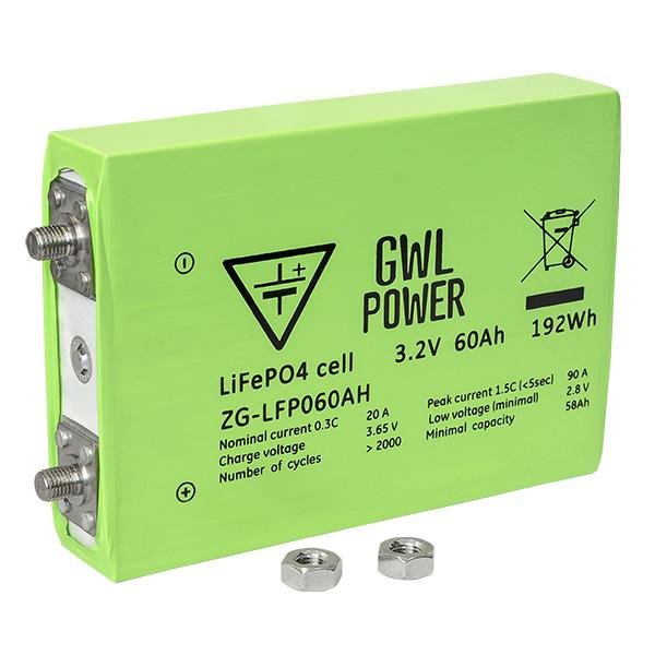 GWL/POWER LiFePO4 High Power Cell (3.2V/60Ah) - Alu Case, Ce 