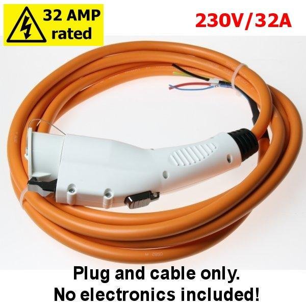 J1772 Plug for EV car L2 charging (32 Amp - 5 meters, no electronics) 