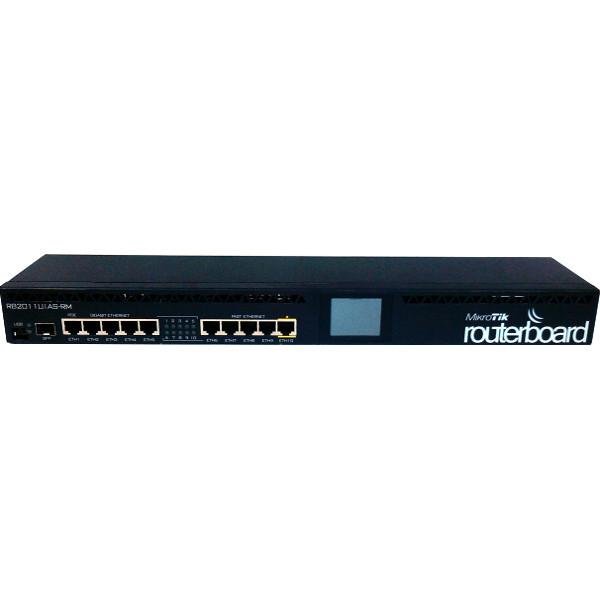 RB2011UiAS-RM 5x Gbit LAN, 5x 100 Mbit LAN, microUSB, SFP, rackmount case, PoE, L5 