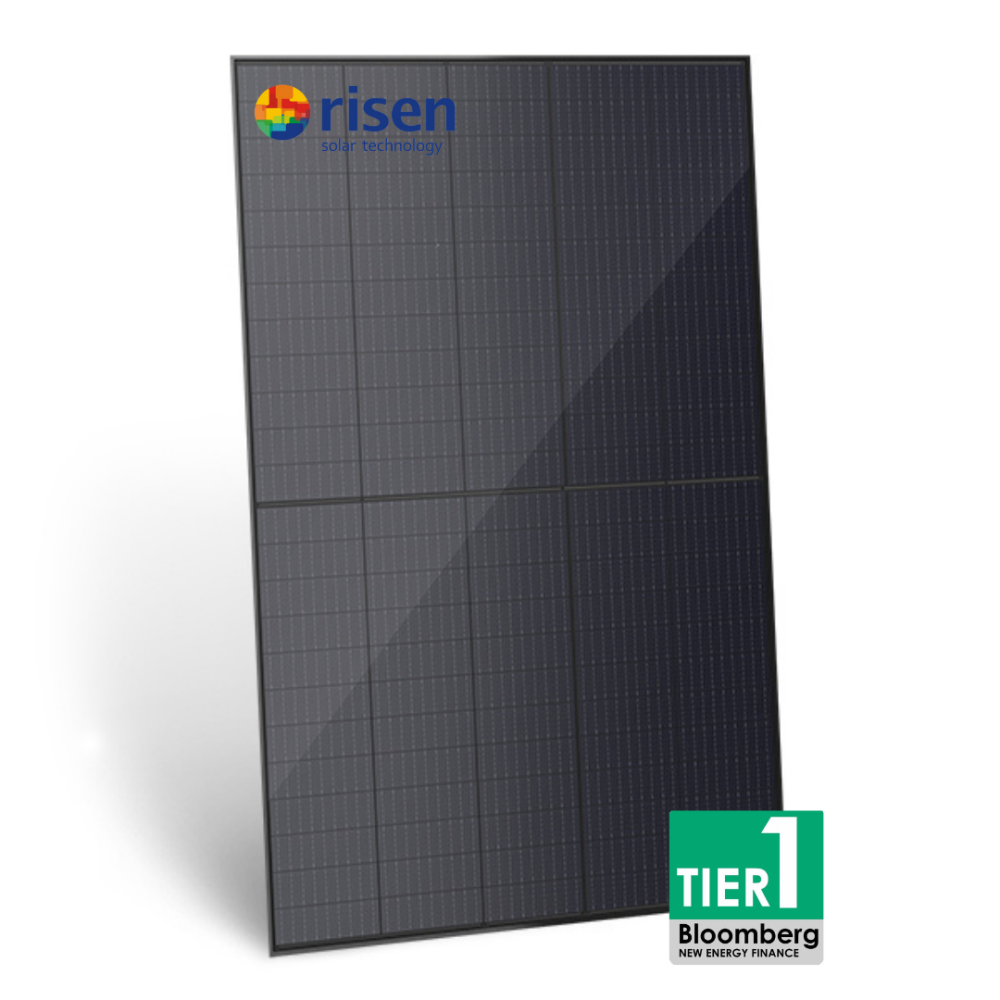 RISEN Tier 1 Solar Panel Mono HalfCut PERC 390Wp, 120 Cells, Full Black 