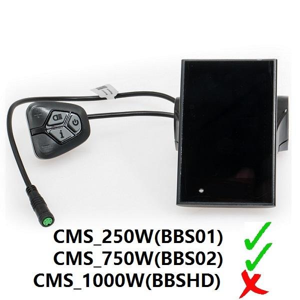 Color LCD Display C18 for EVBIKE central motor 36/48V - USB  (only for  250W a 750w motors) 